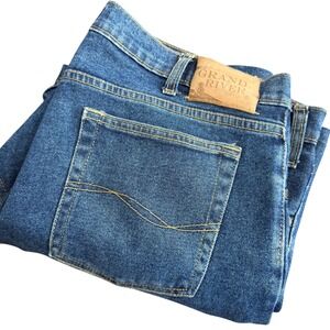 Grand River Mens 38x30 (38x24) Blue Denim Jeans Straight‎ Leg